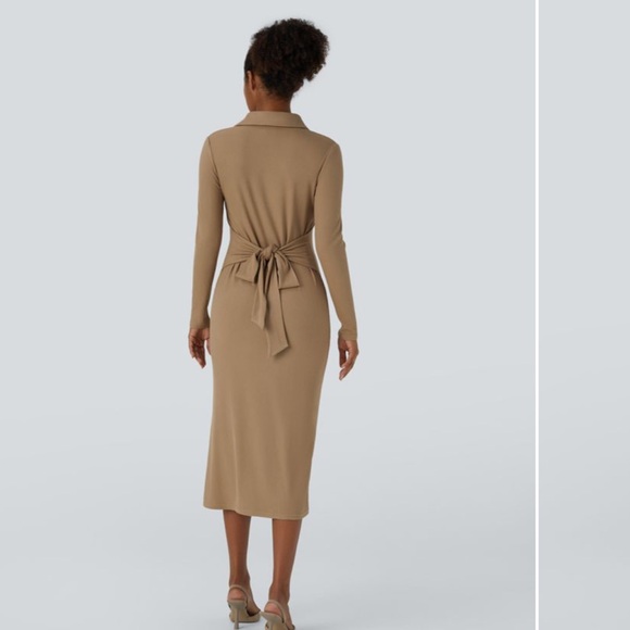 Halara ribbed knit collared button down tie back dress - Picture 14 of 14